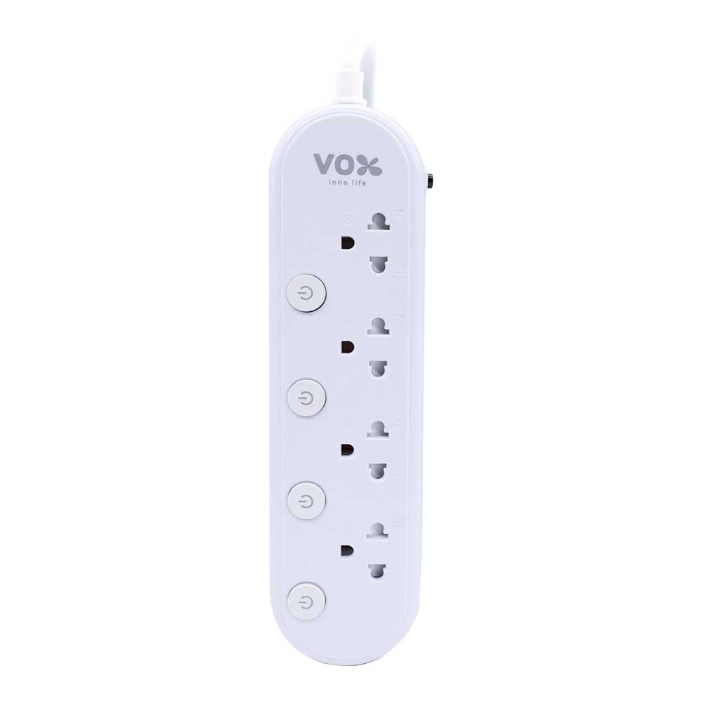 PLUG (ปลั๊กไฟ) VOX NOVA SERIES NL-440 - 4 OUTLET, 4 SWITCH, 3 METER, 2500 WATT (WHITE) (F5ST3-NLB1-4401)