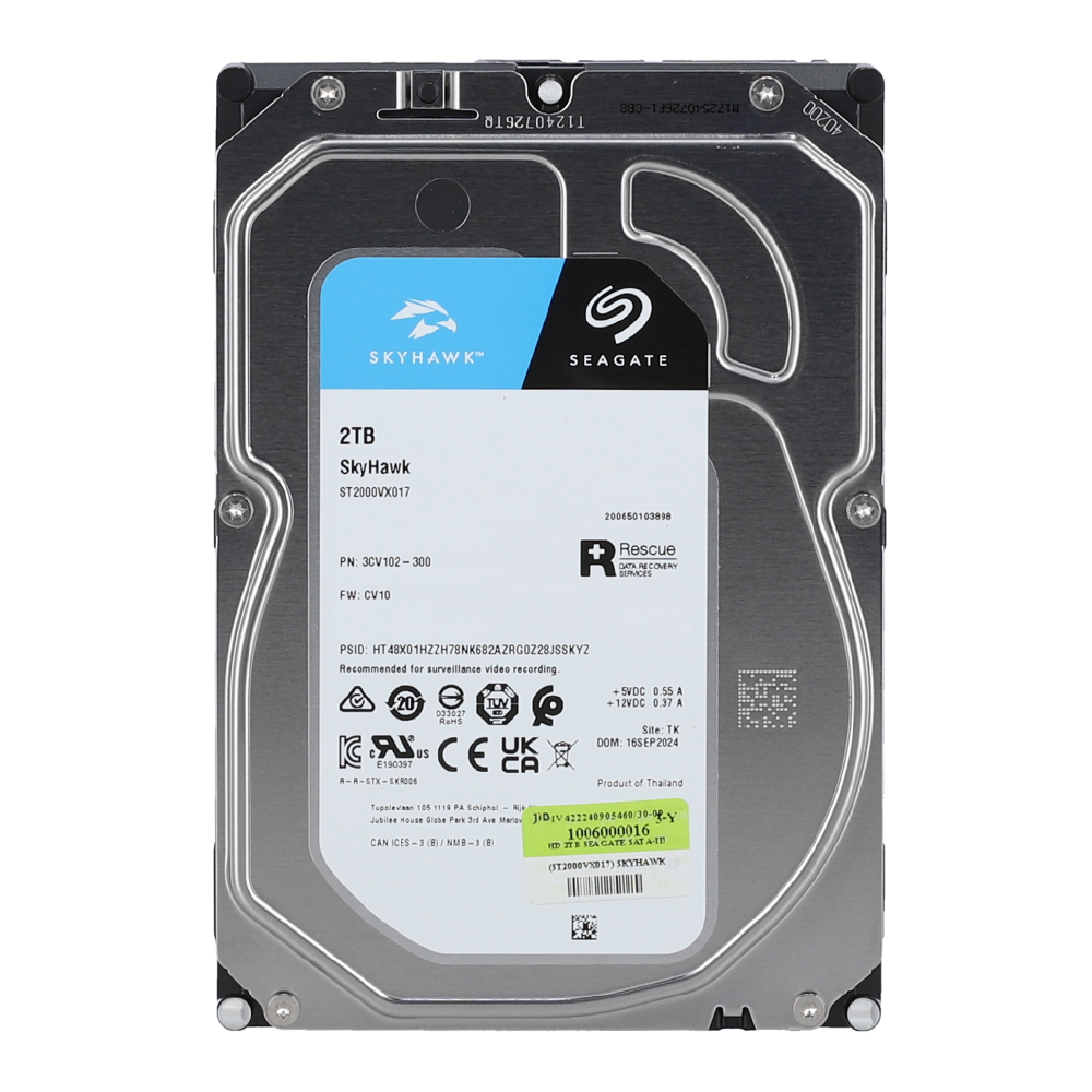 2 TB 3.5 INCH HDD (ฮาร์ดดิสก์ 3.5 นิ้ว) SEAGATE SKYHAWK - SATA3 (ST2000VX017)