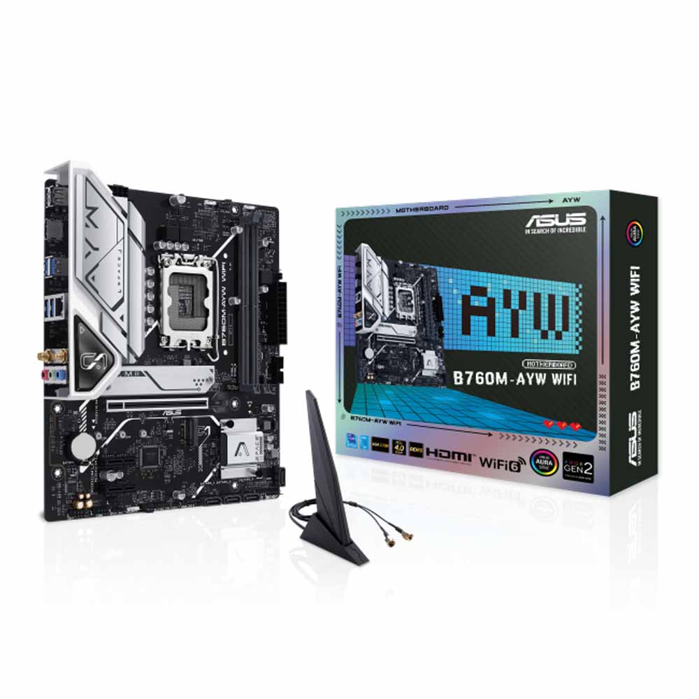 MAINBOARD (เมนบอร์ด) ASUS B760M-AYW WIFI (INTEL SOCKET 1700 DDR5 MICRO-ATX)