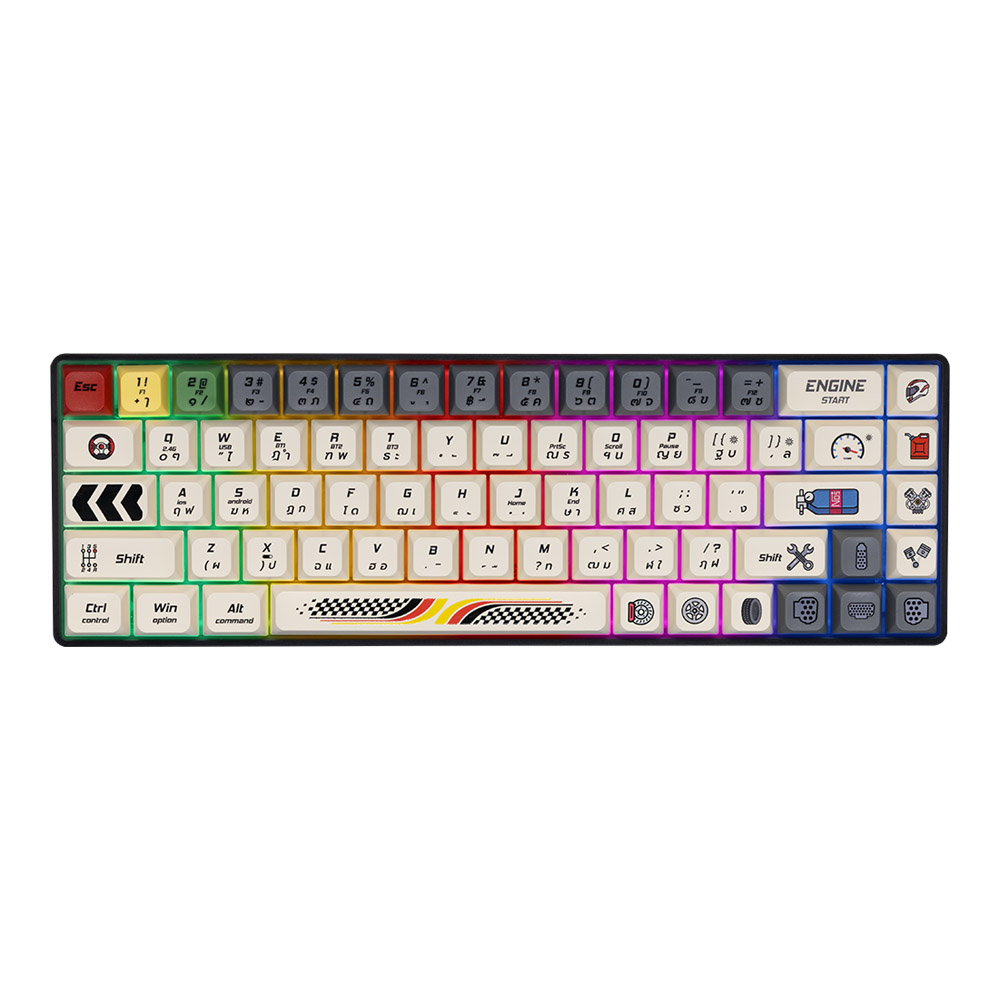 WIRELESS KEYBOARD (คีย์บอร์ดไร้สาย) NUBWO NK51 (RACING) (RED SWITCH MINI RGB EN/TH)