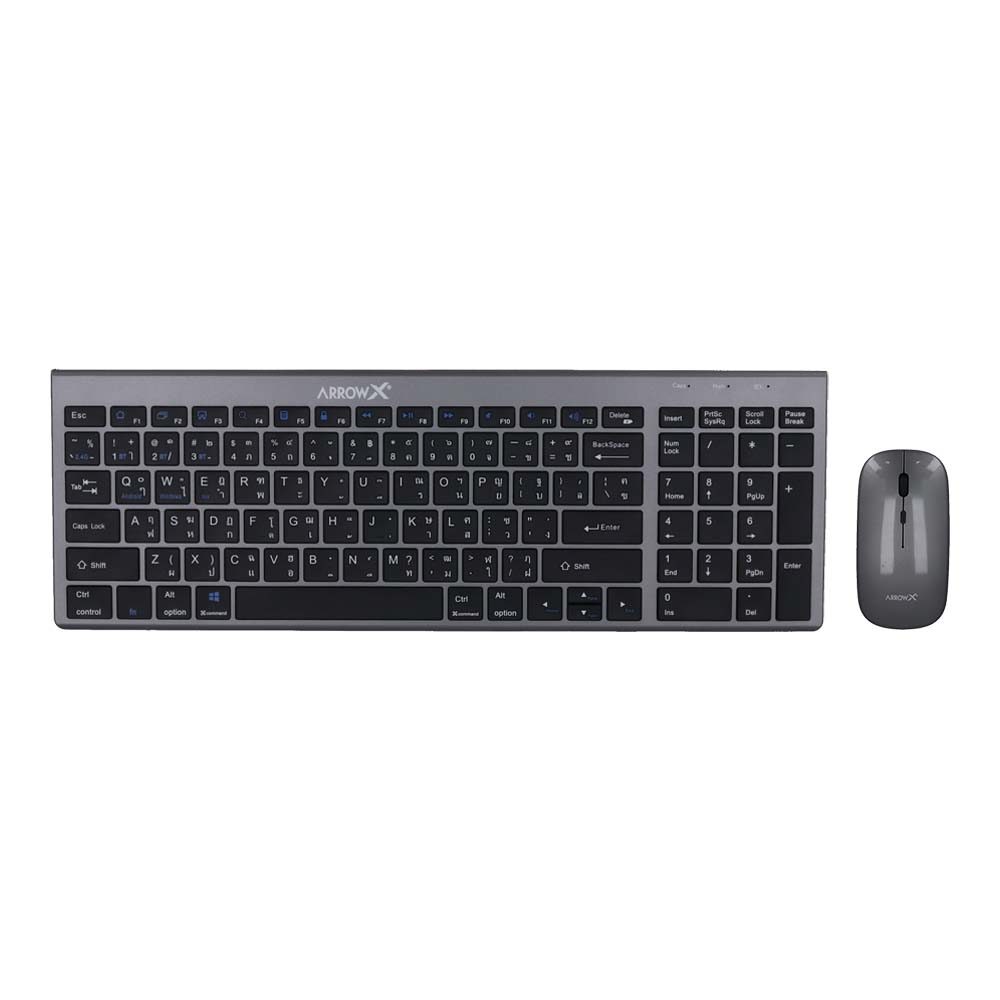 KEYBOARD & MOUSE (คีย์บอร์ดและเมาส์ไร้สาย) ARROW X AX-KMC-350 - GREY