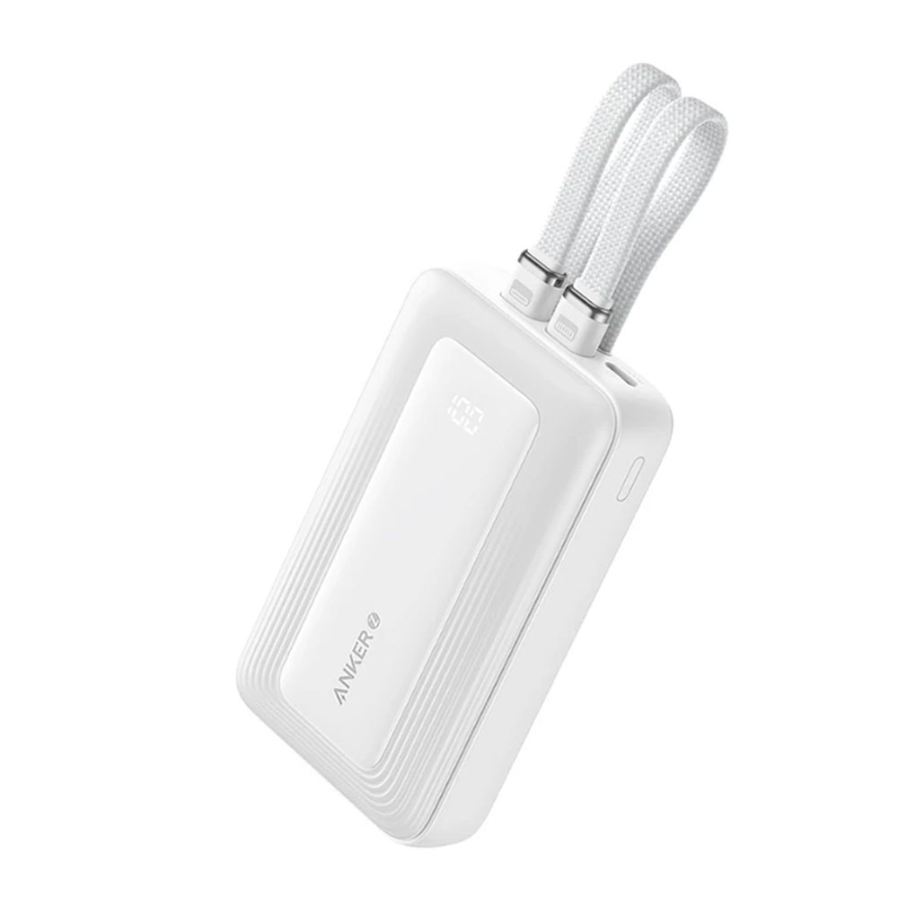POWER BANK (พาวเวอร์แบงค์) ANKER ZOLO BUILT-IN USB-C AND LIGHTING 10000 mAh (A1680H21) WHITE