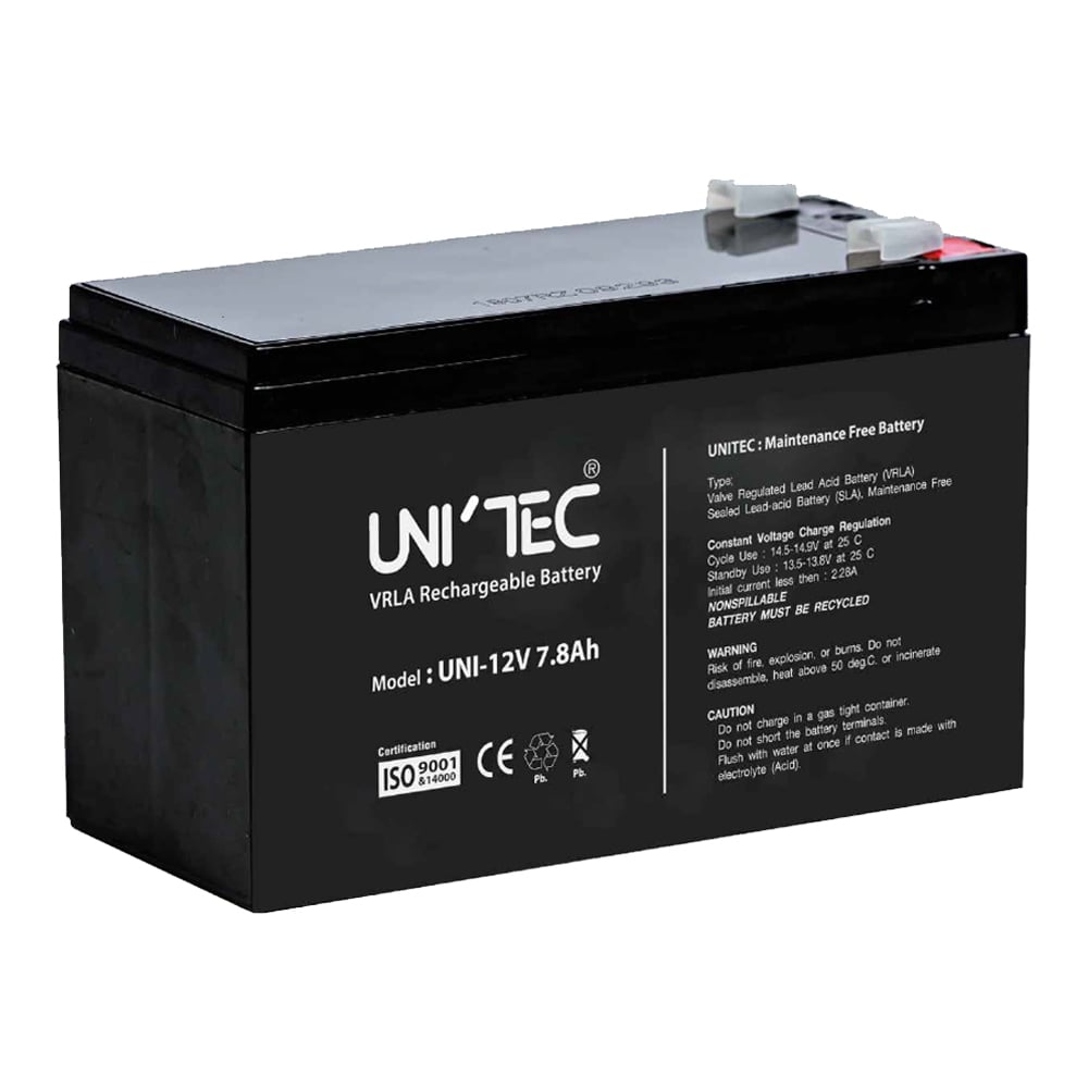 BATTERIES (แบตเตอรี่สำหรับเครื่องสำรองไฟ) UNITEC UNI-12V 7.8AH