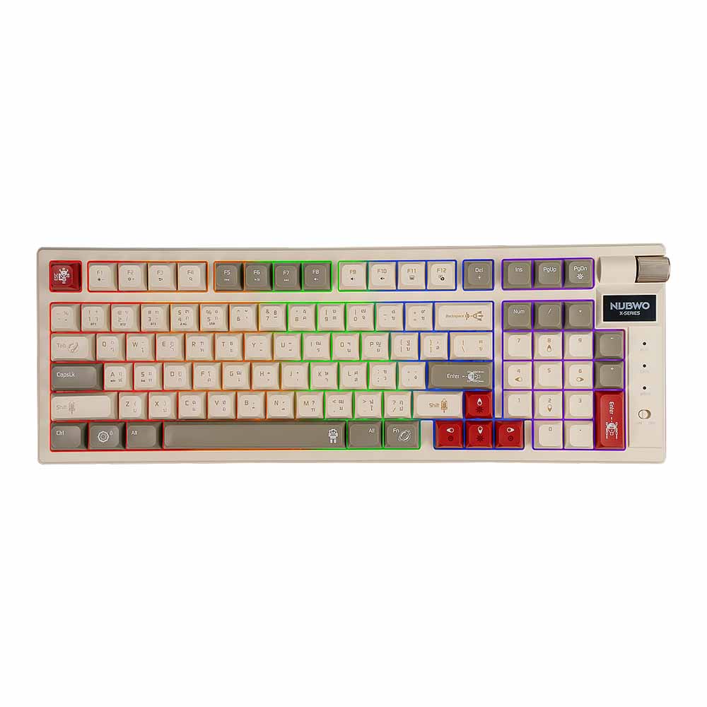 WIRELESS KEYBOARD (คีย์บอร์ดไร้สาย) NUBWO X803 GALACTIC (CREAM-BROWN-RED) (RED SWITCH MINI RGB EN/TH)