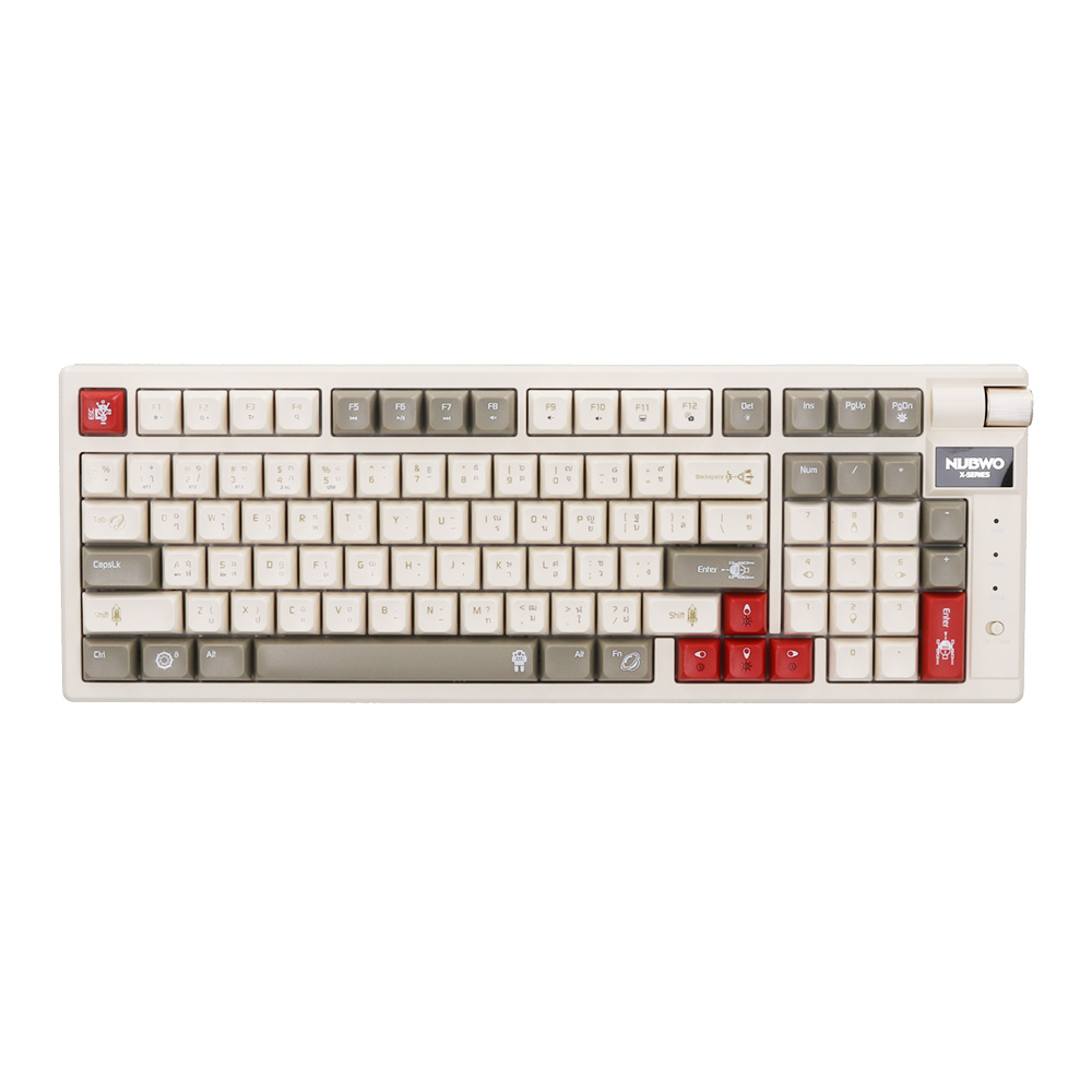 WIRELESS KEYBOARD (คีย์บอร์ดไร้สาย) NUBWO X803 GALACTIC (CREAM-BROWN-RED) (RED SWITCH MINI RGB EN/TH)