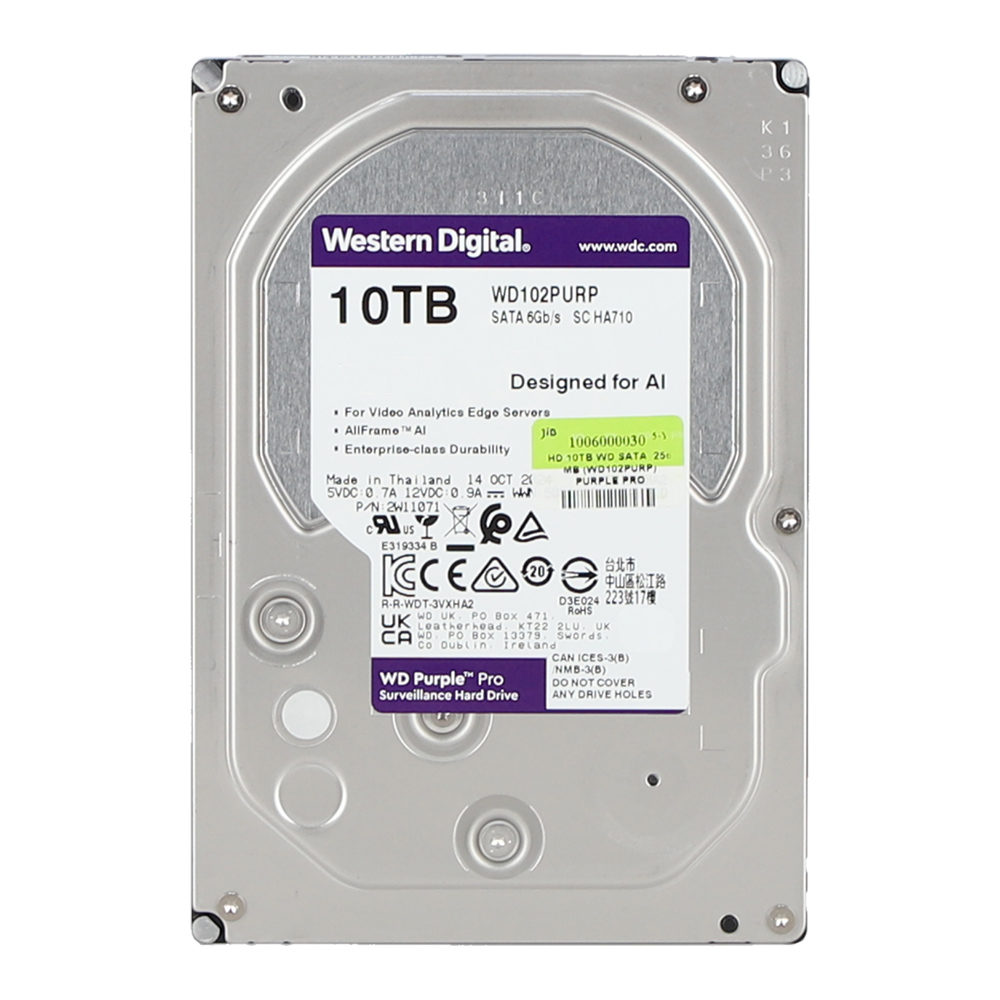 10 TB 3.5 INCH HDD (ฮาร์ดดิสก์ 3.5 นิ้ว) WD PURPLE PRO - 7200RPM SATA3 (WD102PURP)