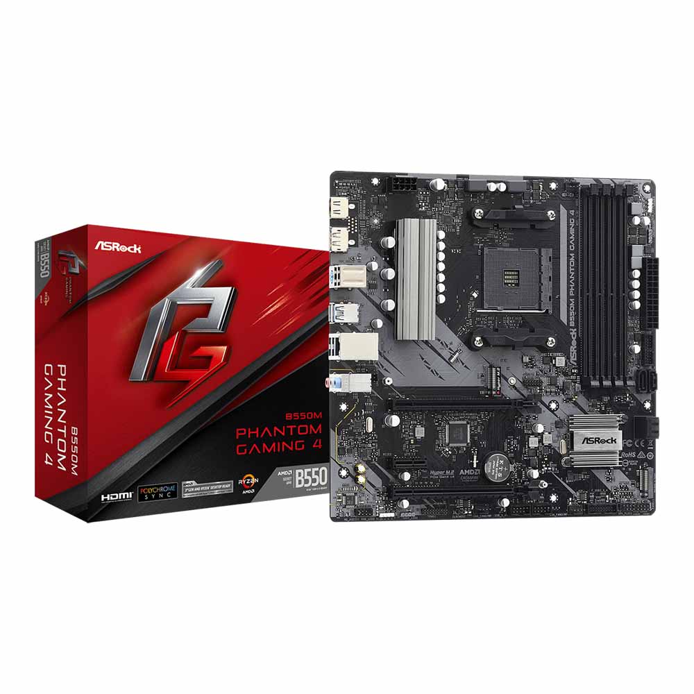 MAINBOARD (เมนบอร์ด) ASROCK B550M PHANTOM GAMING 4 - AMD SOCKET AM4 DDR4 MICRO-ATX