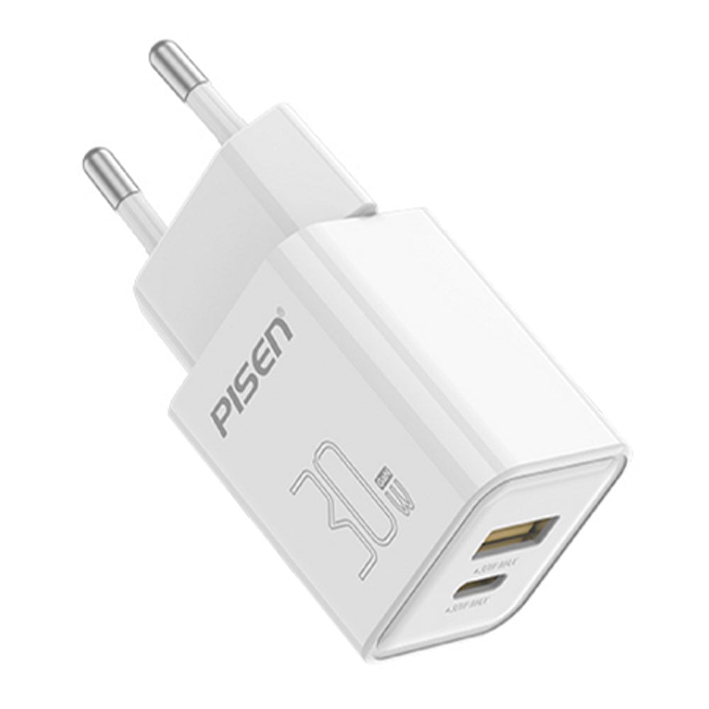 CHARGER (ที่ชาร์จ) PISEN TP-C52-WHT WALL CHARGE GAN QC C + USB 30W (TP-C52)