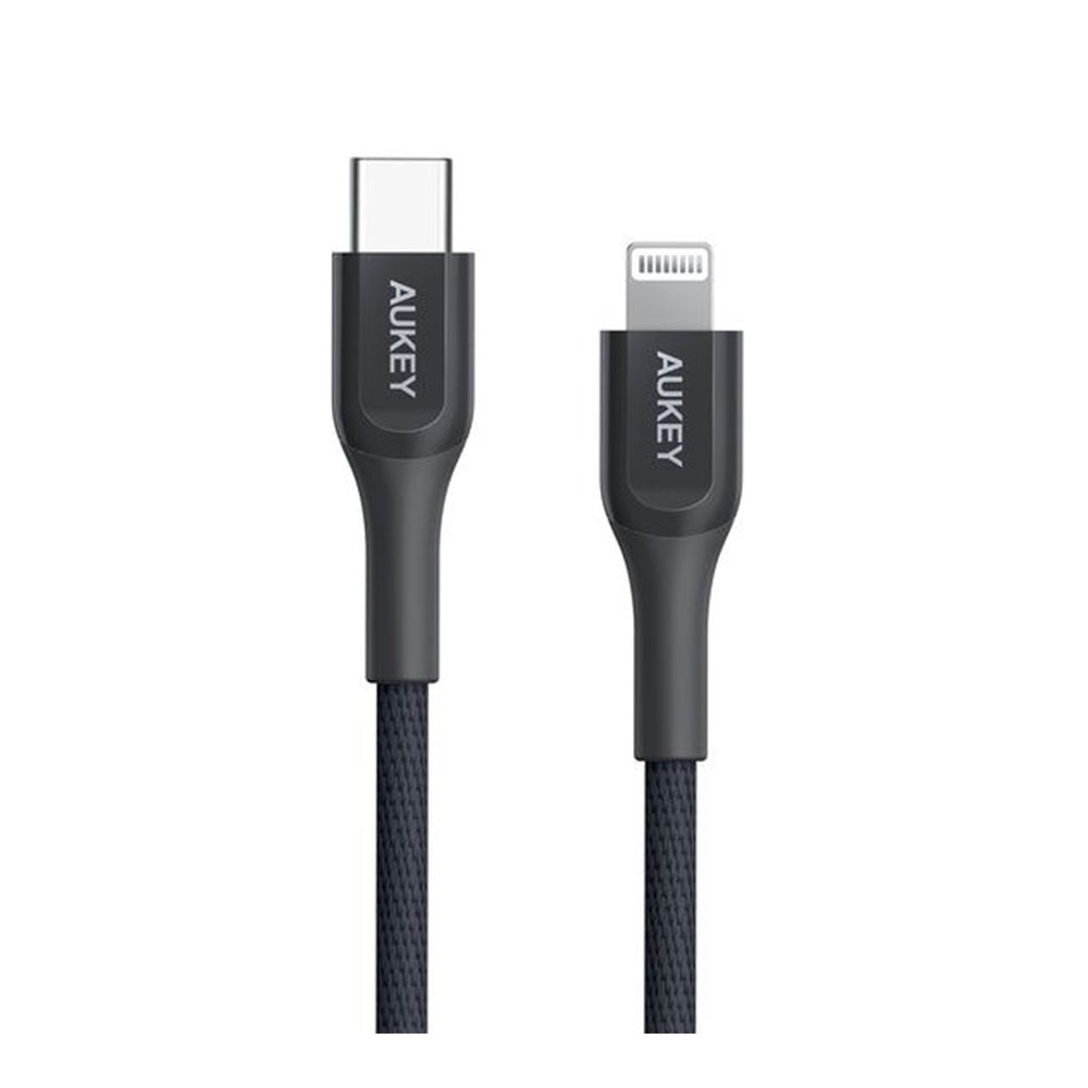 CHARGER CABLE (สายชาร์จ) AUKEY 2.4A MFI USB-C TO LIGHTNING KEVLAR CABLE 2M FOR IPHONE (CB-AKL4) (BLACK)