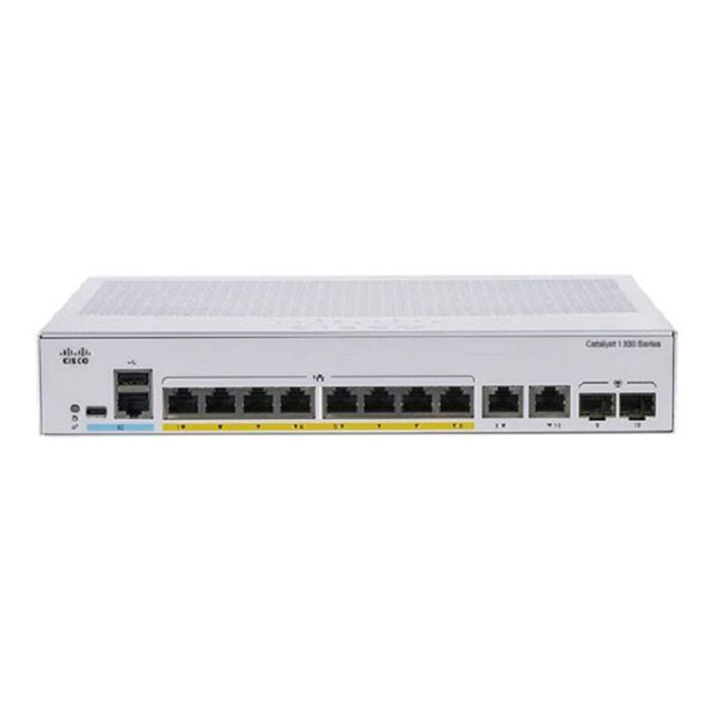SWITCH (สวิตซ์) CISCO CATALYST 1300 4-PORT 2.5GE 4-PORT GE POE 2X10G SFP+ (C1300-8MGP-2X)
