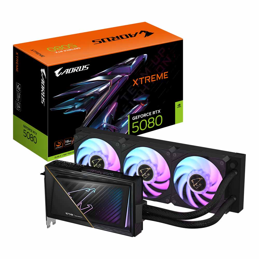 VGA (การ์ดแสดงผล) GIGABYTE AORUS GEFORCE RTX 5080 XTREME WATERFORCE 16G - 16GB GDDR7 (GV-N5080AORUSX W-16GD)