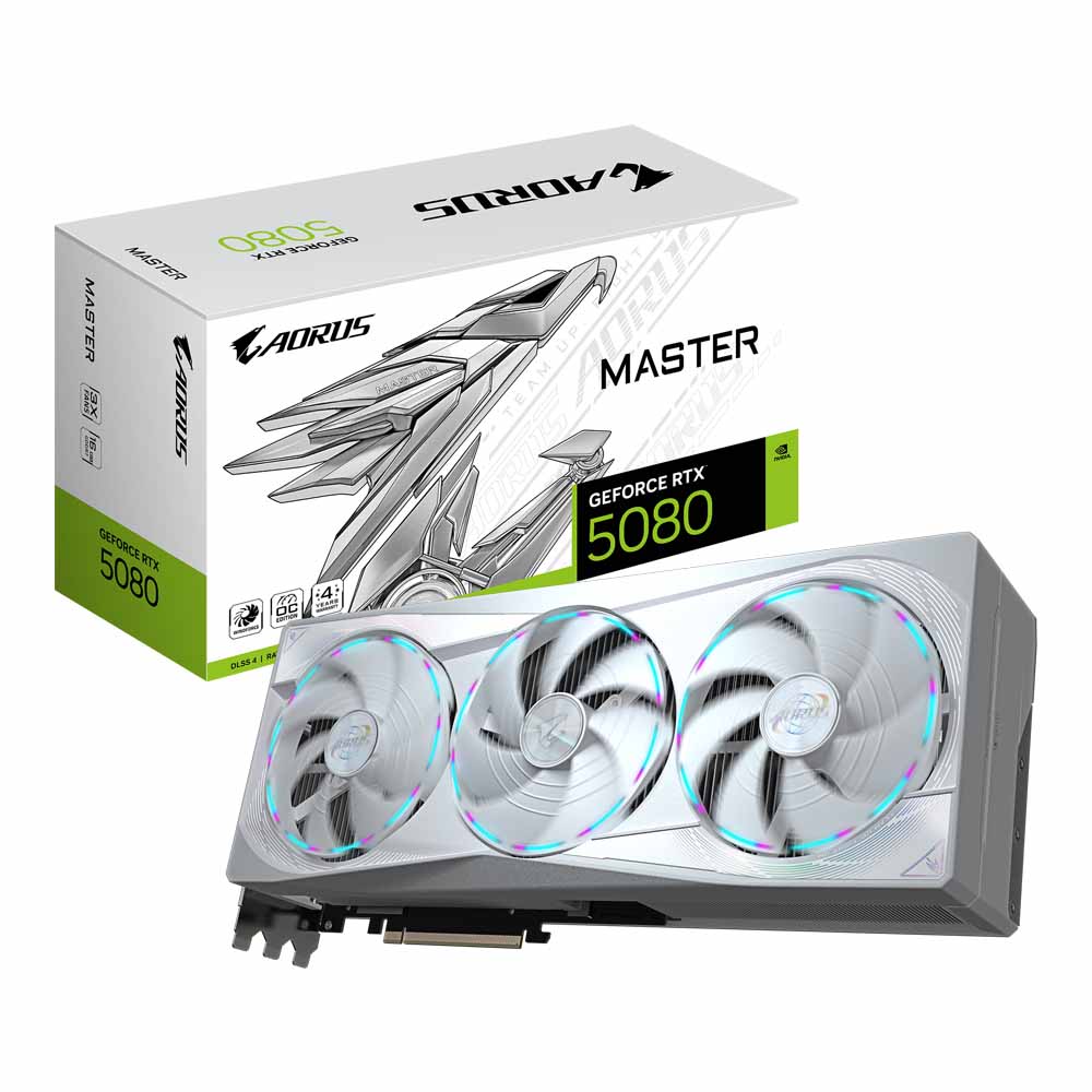 VGA (การ์ดแสดงผล) GIGABYTE AORUS GEFORCE RTX 5080 MASTER ICE 16G - 16GB GDDR7 (GV-N5080AORUSM ICE-16GD)