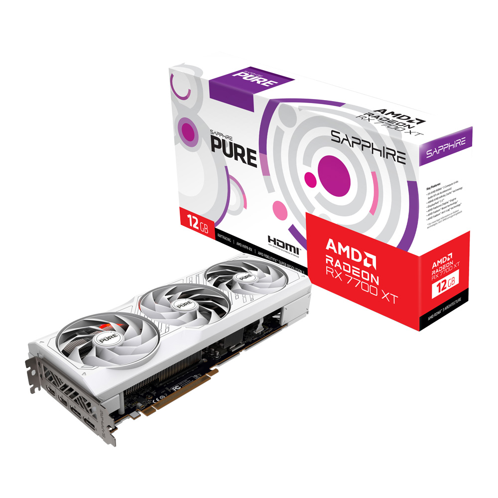 VGA (การ์ดแสดงผล) SAPPHIRE PURE AMD RADEON RX 7700 XT 12GB - 12GB GDDR6 (WHITE)