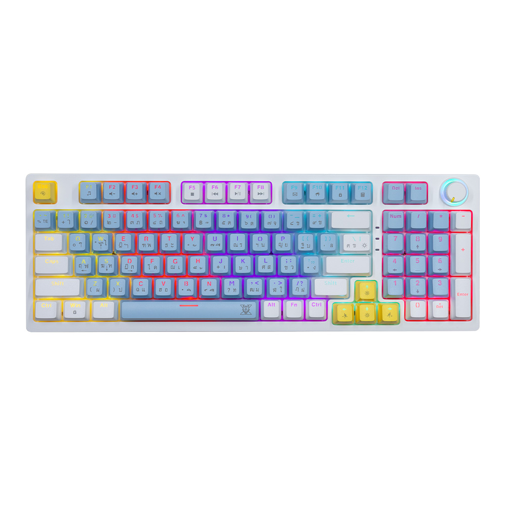 KEYBOARD (คีย์บอร์ด) NUBWO X801 ELEANOR (WHITE-BLUE) (BLUE SWITCH - MINI RGB - EN/TH) (SET C)
