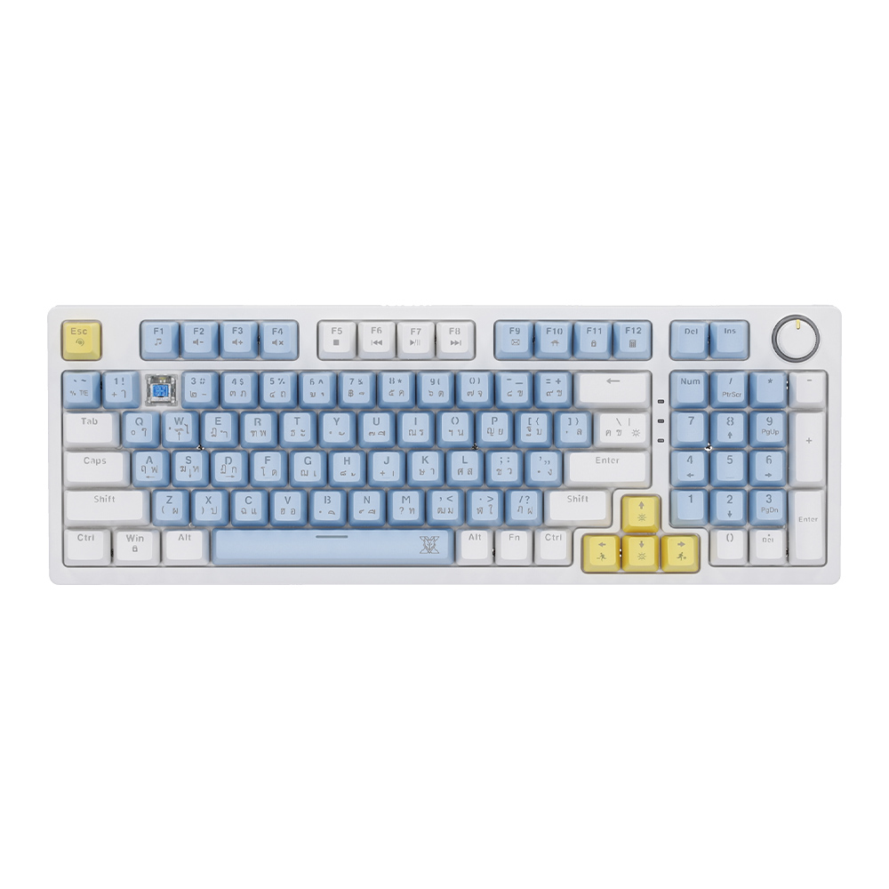 KEYBOARD (คีย์บอร์ด) NUBWO X801 ELEANOR (WHITE-BLUE) (BLUE SWITCH - MINI RGB - EN/TH) (SET C)
