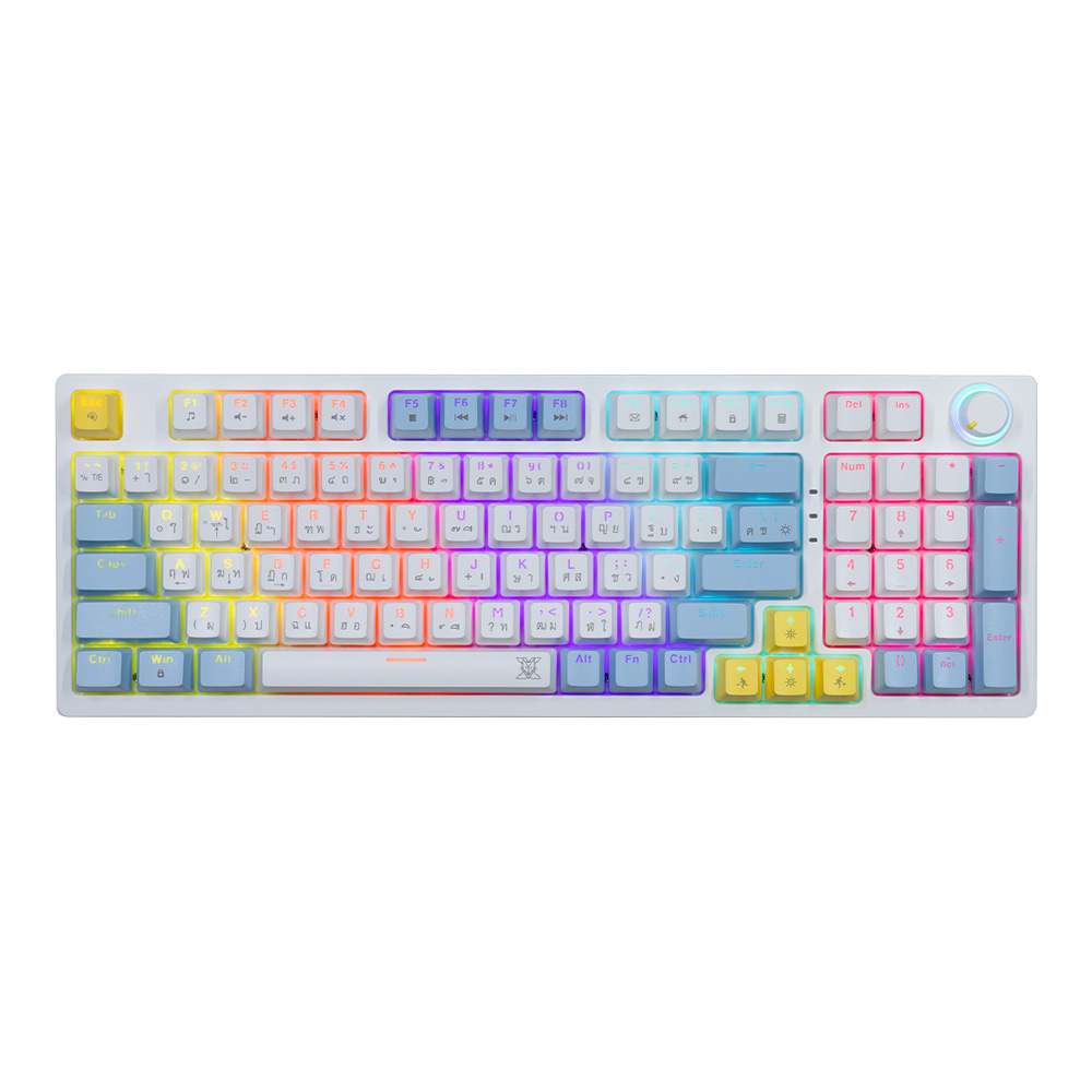 KEYBOARD (คีย์บอร์ด) NUBWO X801 ELEANOR (BLUE-WHITE) (RED SWITCH - MINI RGB - EN/TH) (SET D)