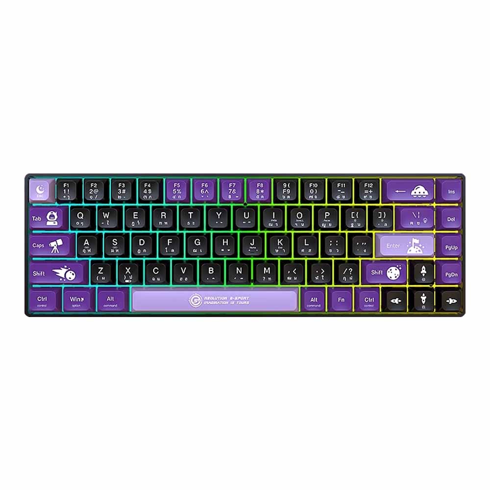 KEYBOARD (คีย์บอร์ด) NEOLUTION E-SPORT GALACTUS (PURPLE-BLACK) (BLUE SWITCH RAINBOW LED EN/TH)