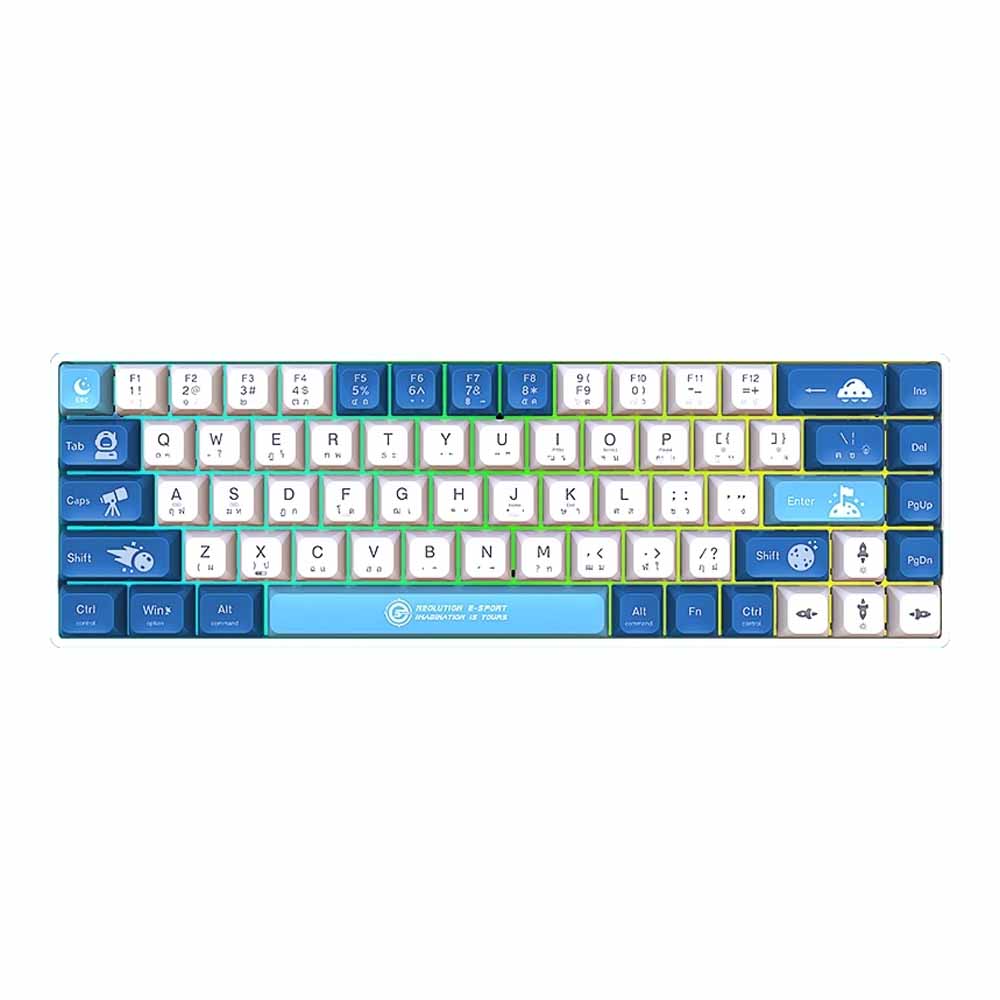 KEYBOARD (คีย์บอร์ด) NEOLUTION E-SPORT GALACTUS (BLUE-WHITE) (BLUE SWITCH RAINBOW LED EN/TH)
