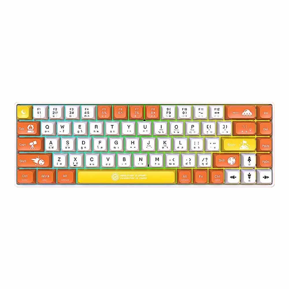 WIRELESS KEYBOARD (คีย์บอร์ดไร้สาย) NEOLUTION E-SPORT GALACTUS (ORANGE-WHITE) (BLUE SWITCH RAINBOW LED EN/TH)