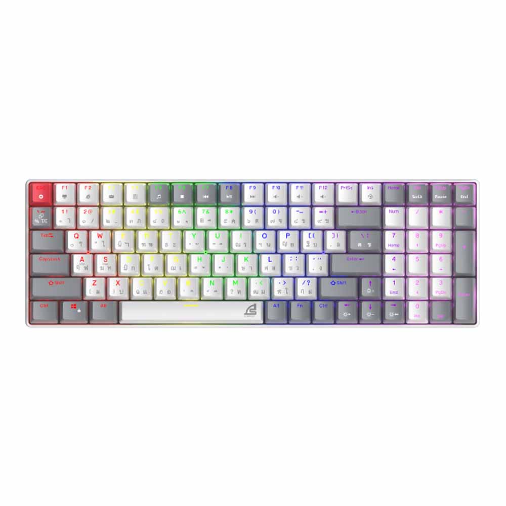 KEYBOARD (คีย์บอร์ด) SIGNO KB-723 MOBILUS (WHITE-GRAY) (BLUE SWITCH MINI RGB EN/TH)