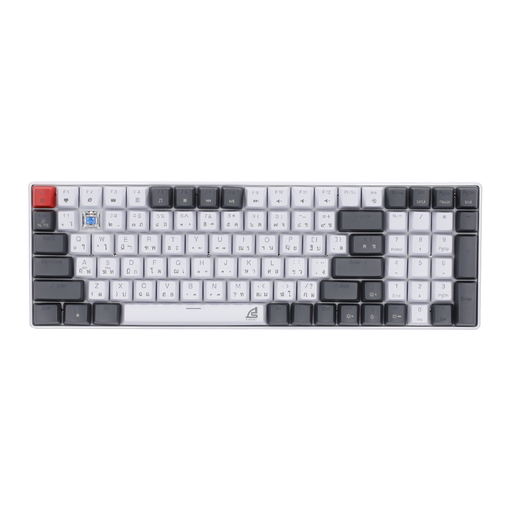 KEYBOARD (คีย์บอร์ด) SIGNO KB-723 MOBILUS (WHITE-GRAY) (BLUE SWITCH MINI RGB EN/TH)