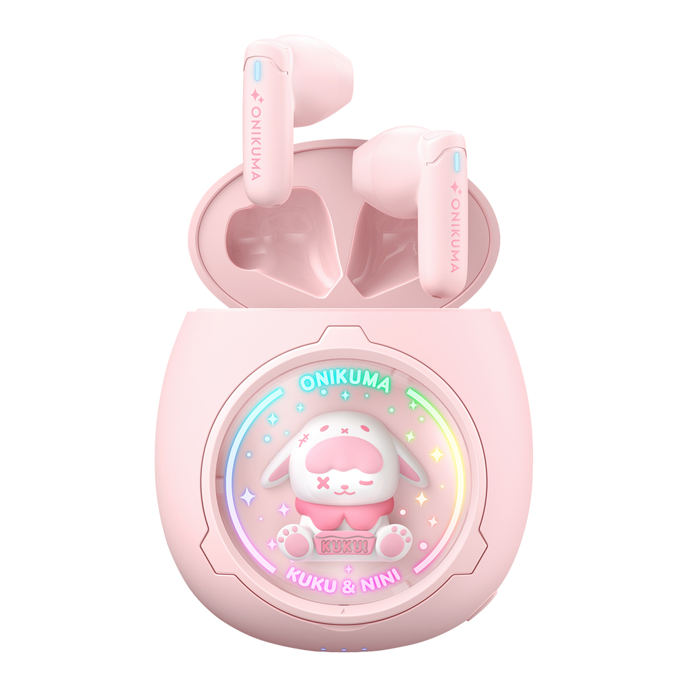 TRUE WIRELESS HEADPHONE (หูฟังทรูไวร์เลส) ONIKUMA T302 KUKU & NINI (PINK)