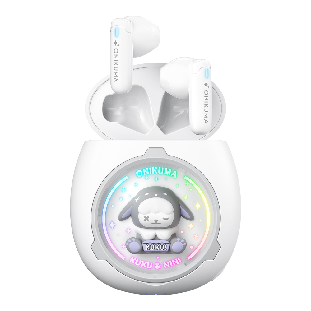TRUE WIRELESS HEADPHONE (หูฟังทรูไวร์เลส) ONIKUMA T302 KUKU & NINI (WHITE)