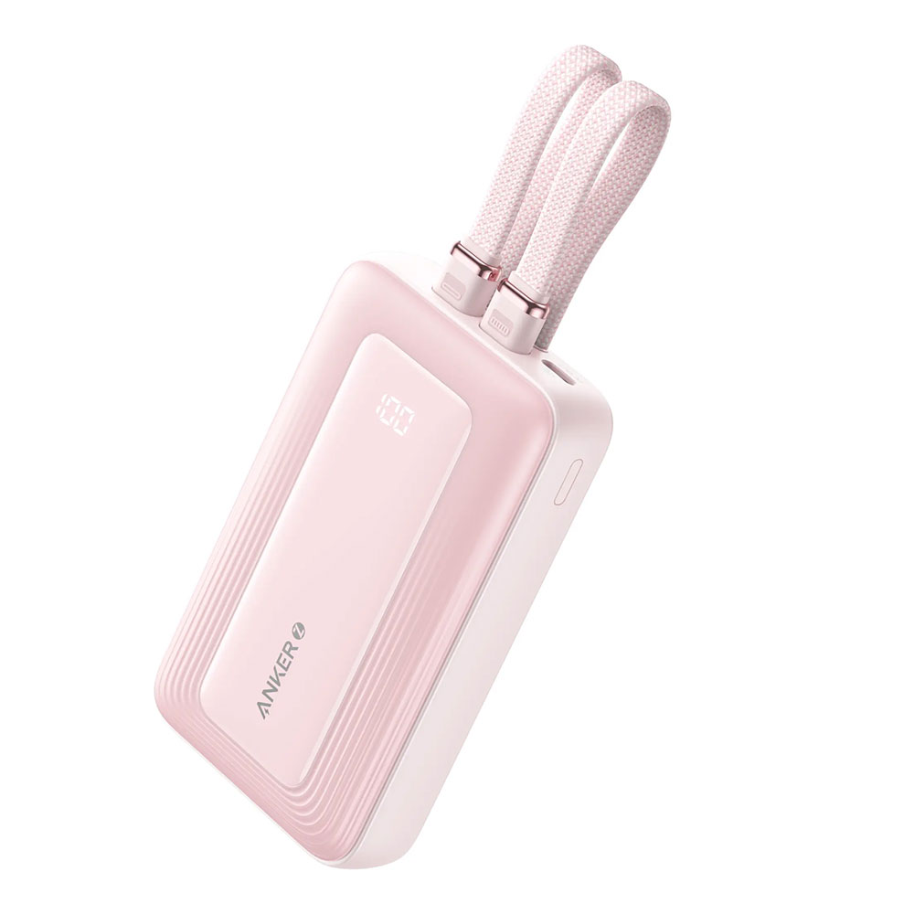 POWER BANK (พาวเวอร์แบงค์) ANKER ZOLO BUILT-IN USB-C + LIGHTING 10000 mAh (A1680H51) PINK
