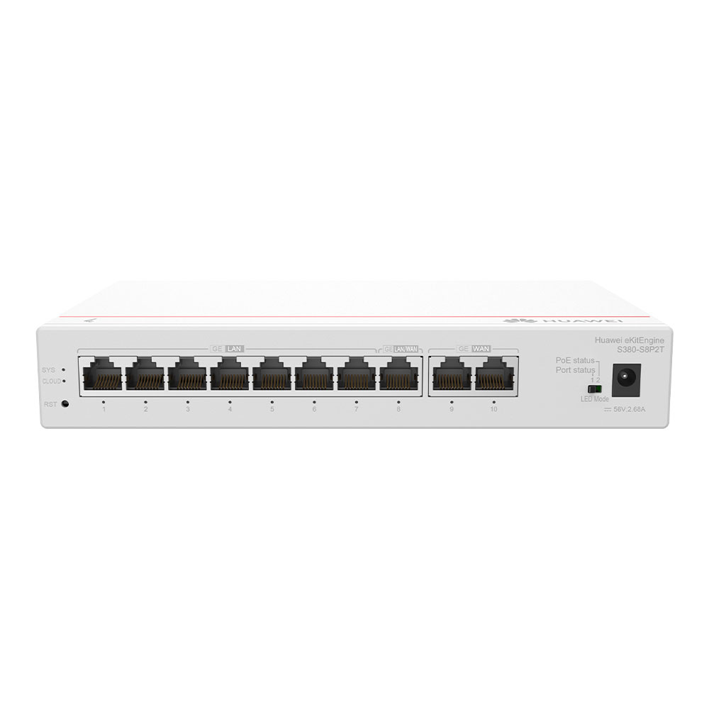 ROUTER (เราเตอร์) HUAWEI 2*GE WAN, 8*GE LAN(PoE+, 124W), UP TO 300 USERS, FORWARDING PERFORMANCEf 2Gbit/s (98012180)