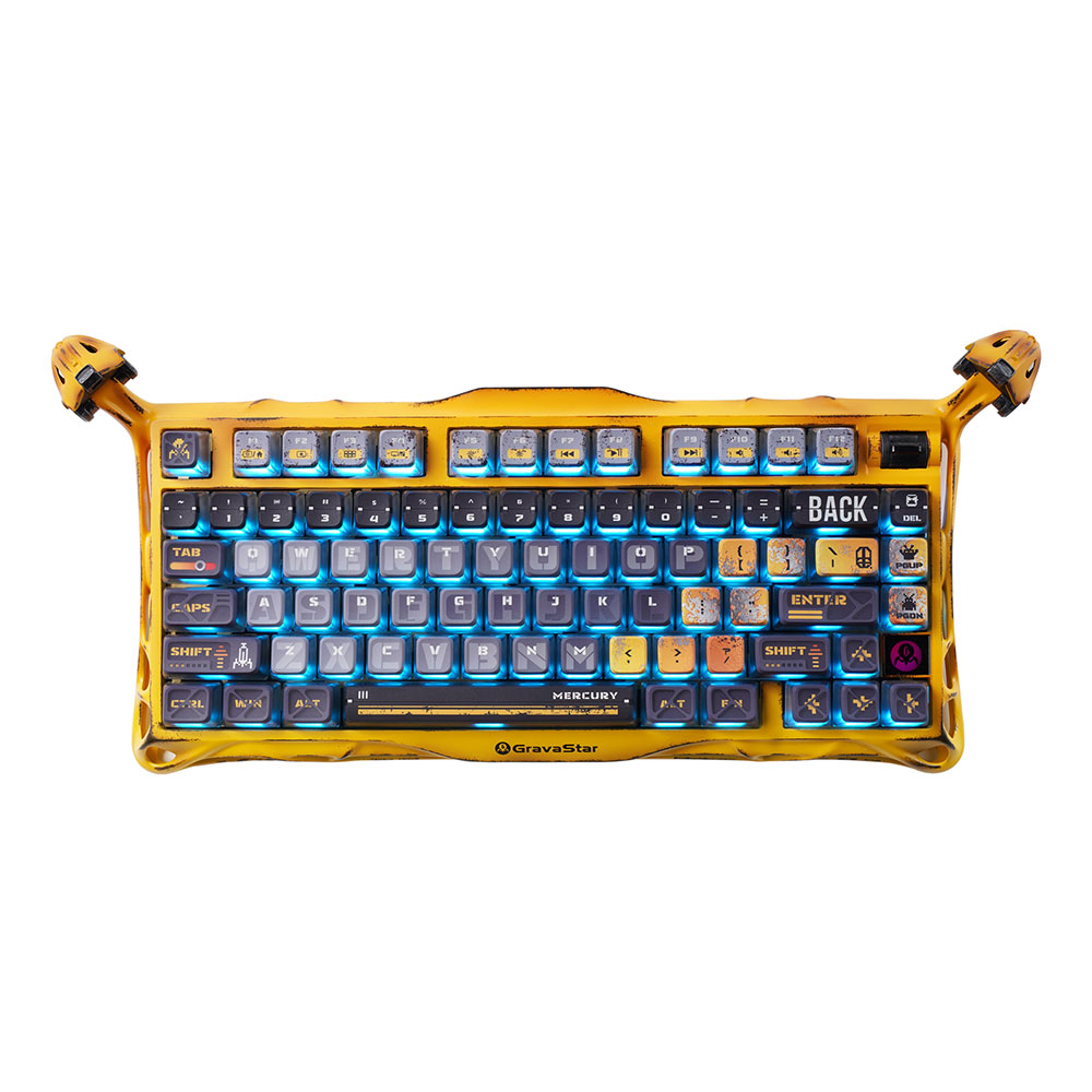 WIRELESS KEYBOARD (คีย์บอร์ดไร้สาย) GRAVASTAR MERCURY K1 PRO (BATTLE-WORN YELLOW) (KAILH SPEEDY MINT LINEAR SWITCH EN)