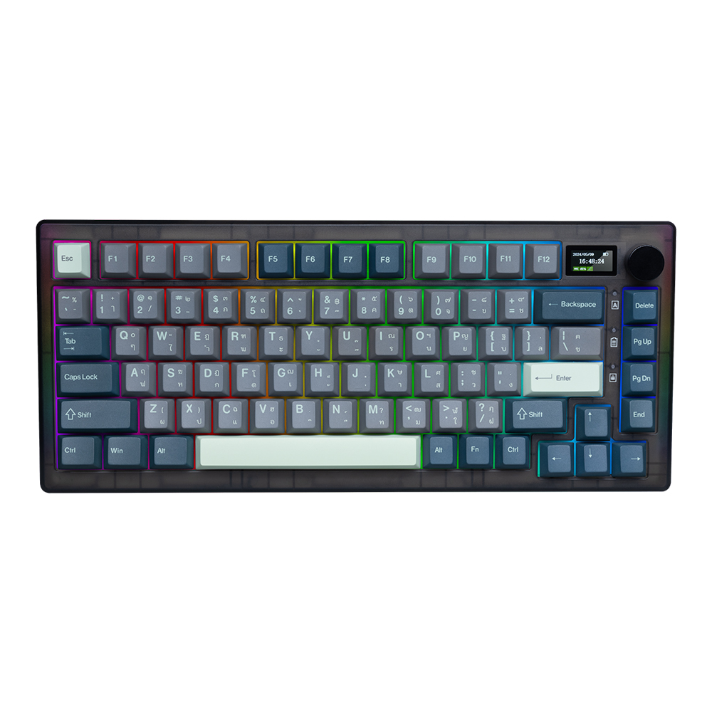WIRELESS KEYBOARD (คีย์บอร์ดไร้สาย) SARU KX-76 NEPTUNE (BLACK) (LUNAR YELLOW SWITCH RGB EN/TH)