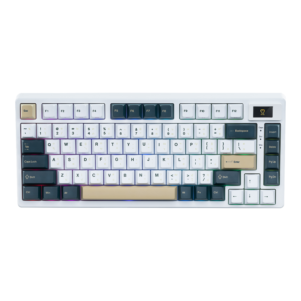 WIRELESS KEYBOARD (คีย์บอร์ดไร้สาย) SARU KX-81 JUPITER (WHITE) (LUNAR YELLOW SWITCH RGB EN/TH)
