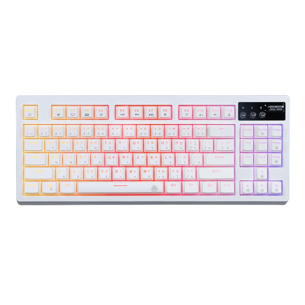 WIRELESS KEYBOARD (คีย์บอร์ดไร้สาย) EGA TYPE CMK4 (WHITE) (BROWN SWITCH RGB EN/TH)