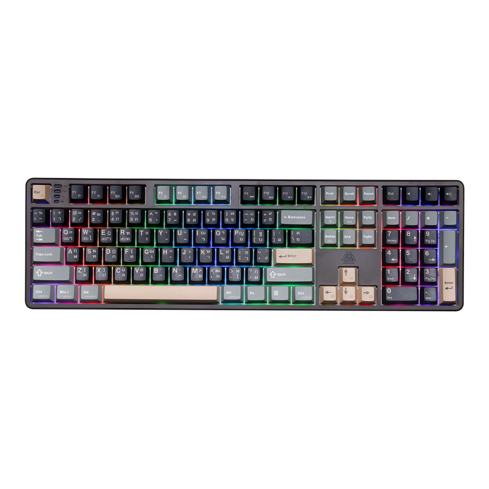 WIRELESS KEYBOARD (คีย์บอร์ดไร้สาย) EGA TYPE CMK7 (BLACK) (BLUE SWITCH RGB EN/TH)