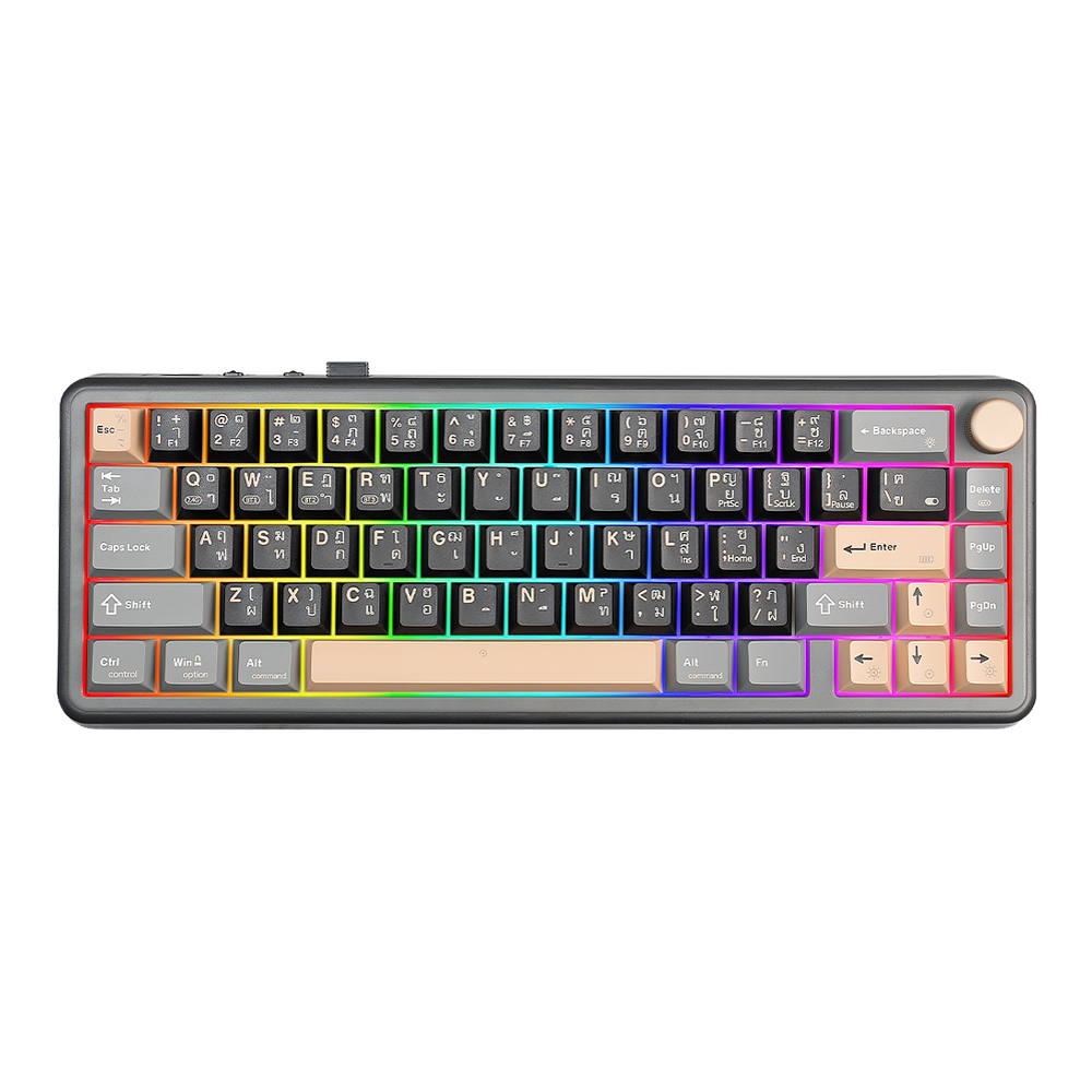 WIRELESS KEYBOARD (คีย์บอร์ดไร้สาย) EGA TYPE CMK8 (BLACK-BROWN) (SAIKO ONE SWITCH RGB EN/TH)