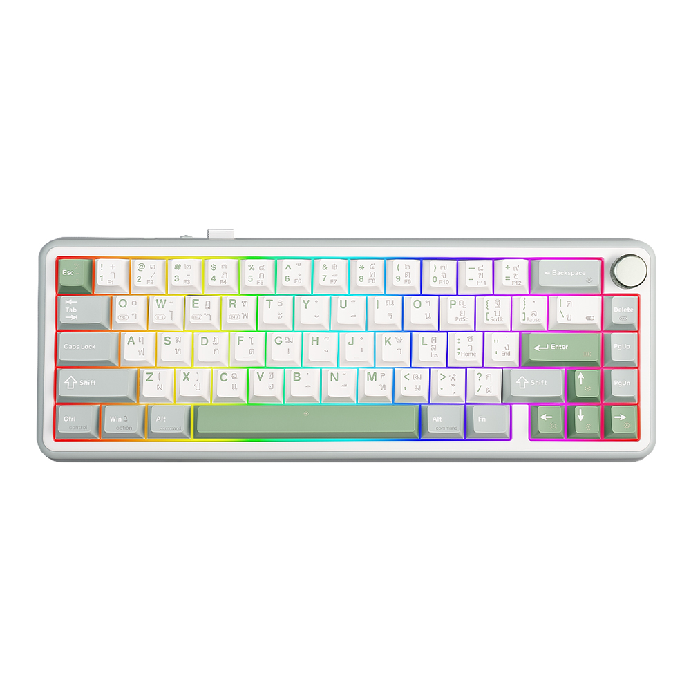 WIRELESS KEYBOARD (คีย์บอร์ดไร้สาย) EGA TYPE CMK8 (WHITE-GREEN) (SAIKO ONE SWITCH RGB EN/TH)