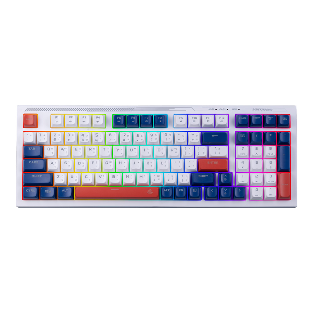 KEYBOARD (คีย์บอร์ด) EGA TYPE K10 (WHITE-BLUE) (MEMBRANE SWITCH RGB EN/TH)