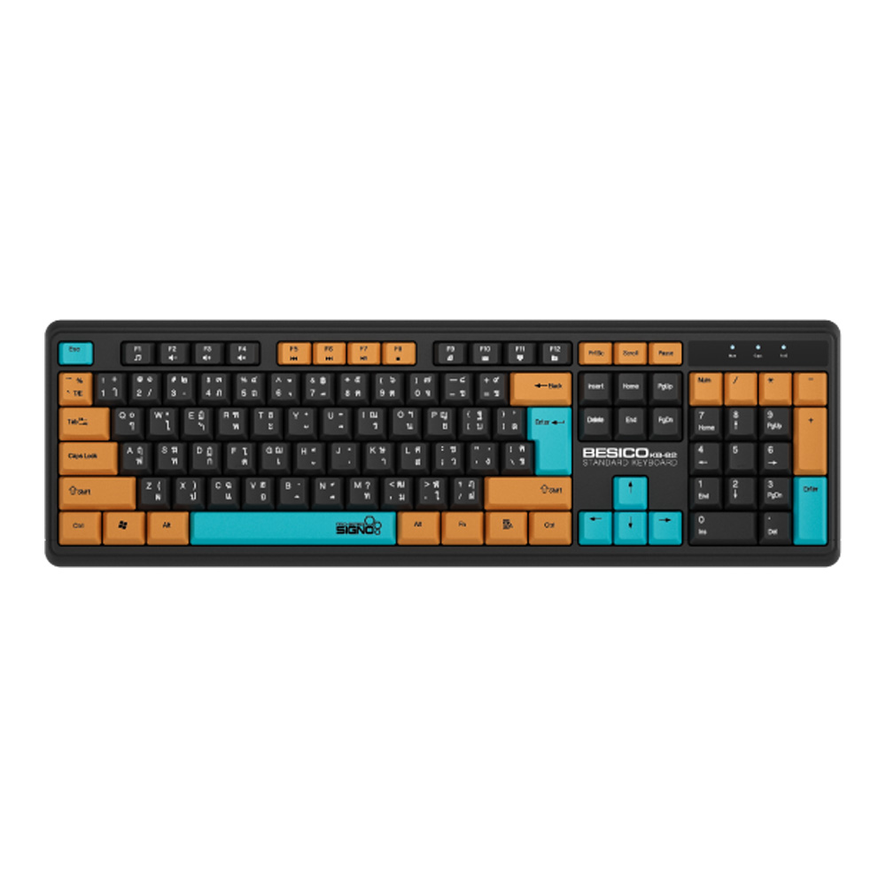 KEYBOARD (คีย์บอร์ด) SIGNO KB-82BLK (BLACK) (RUBBER DOME SWITCH NON-BACKLIT EN/TH)