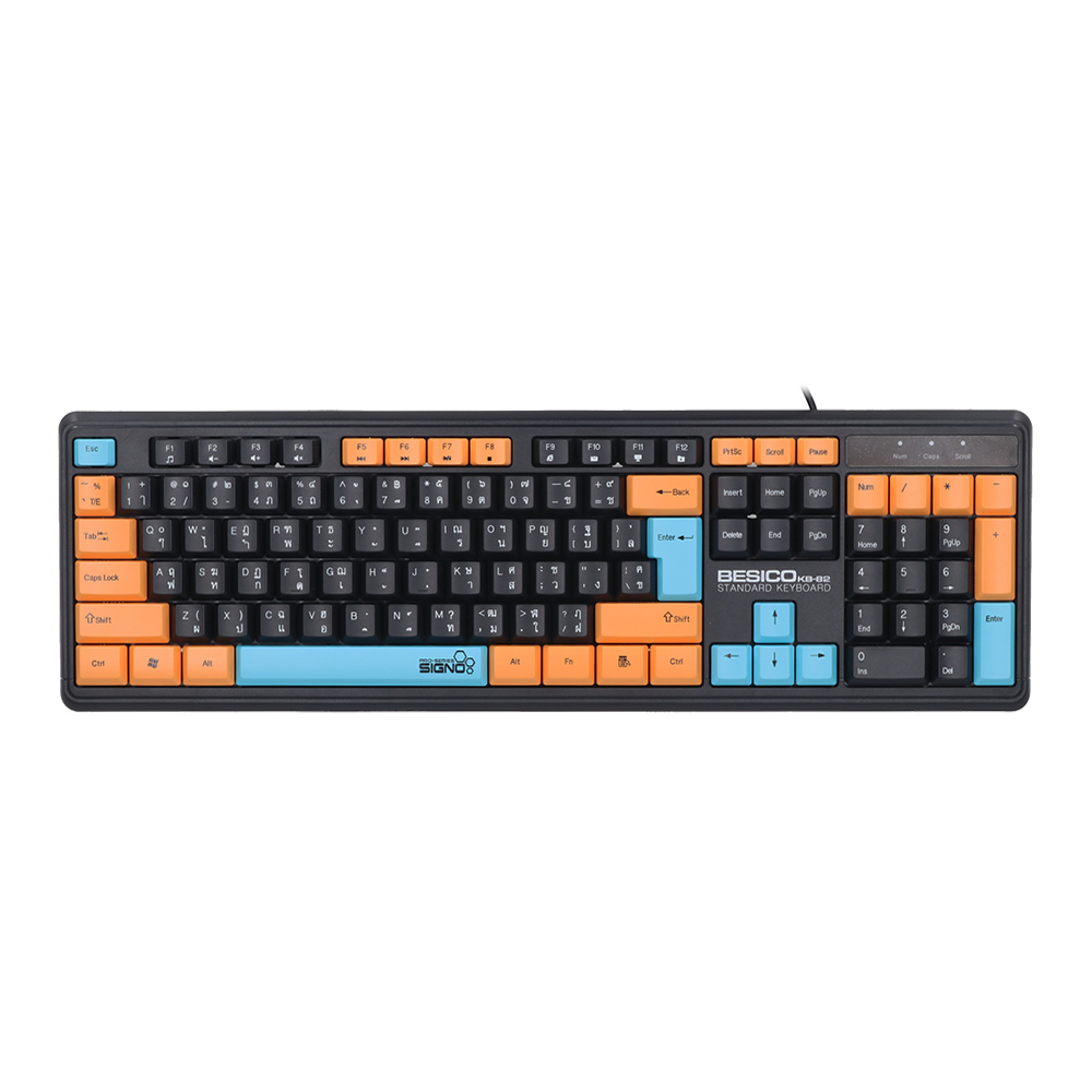 KEYBOARD (คีย์บอร์ด) SIGNO KB-82BLK (BLACK) (RUBBER DOME SWITCH NON-BACKLIT EN/TH)