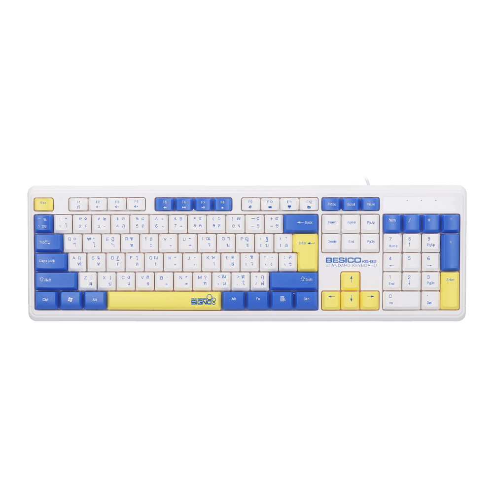 KEYBOARD (คีย์บอร์ด) SIGNO KB-82W RUBBER DOME SWITCH NON-BACKLIT EN/TH - WHITE