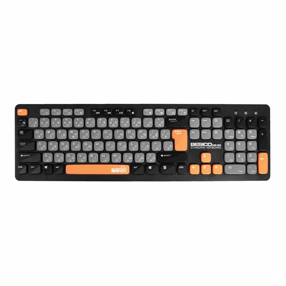 KEYBOARD (คีย์บอร์ด) SIGNO KB-83 BESICO RUBBER DOME NON-BACKLIT EN/TH - BLACK-GRAY