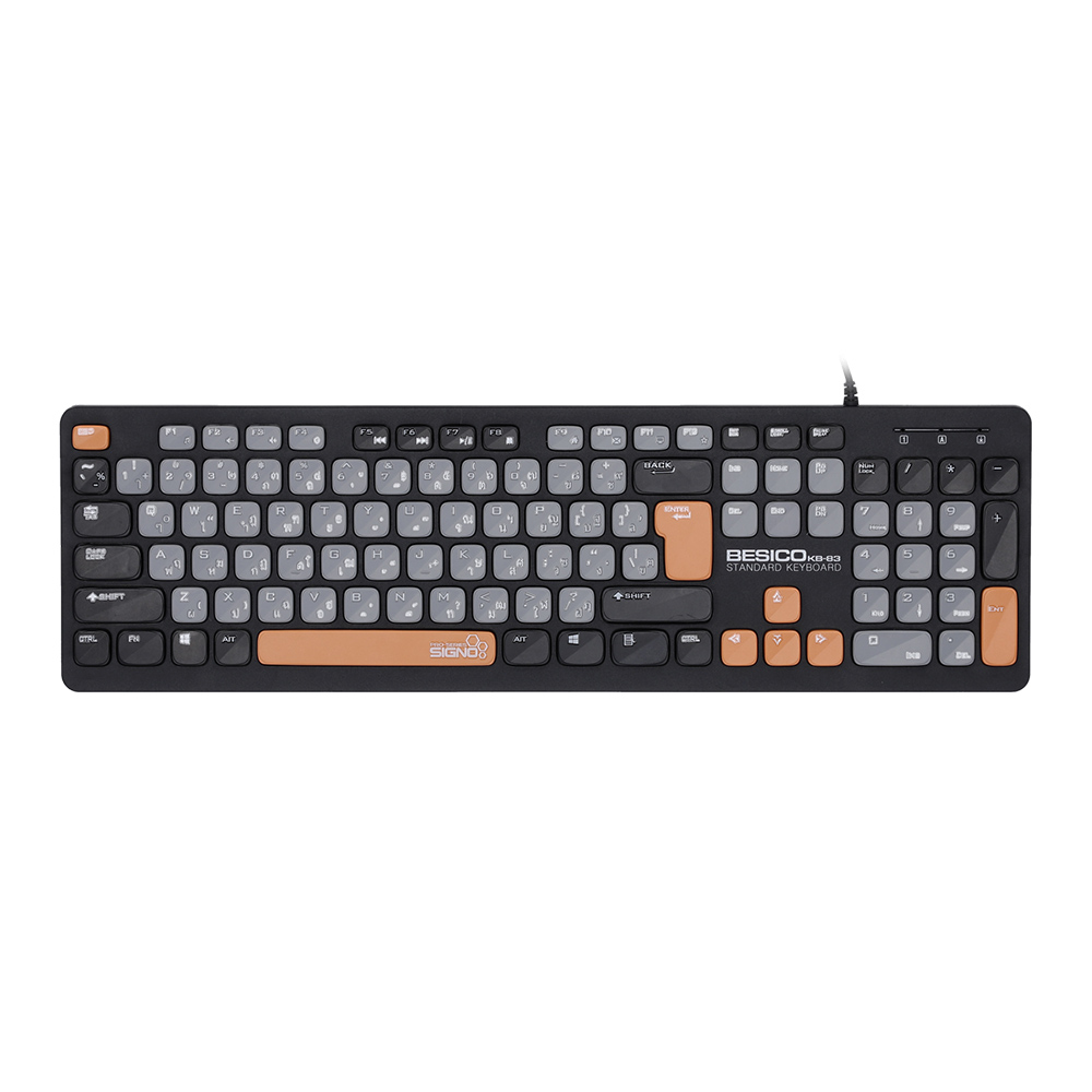 KEYBOARD (คีย์บอร์ด) SIGNO KB-83 BESICO RUBBER DOME NON-BACKLIT EN/TH - BLACK-GRAY