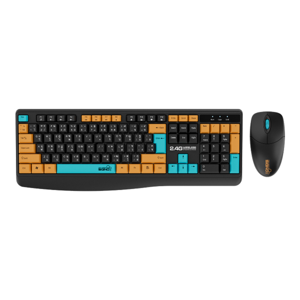 WIRELESS KEYBOARD & MOUSE (คีย์บอร์ดและเมาส์ไร้สาย) SIGNO KW-770 WM-107BLK - BLACK