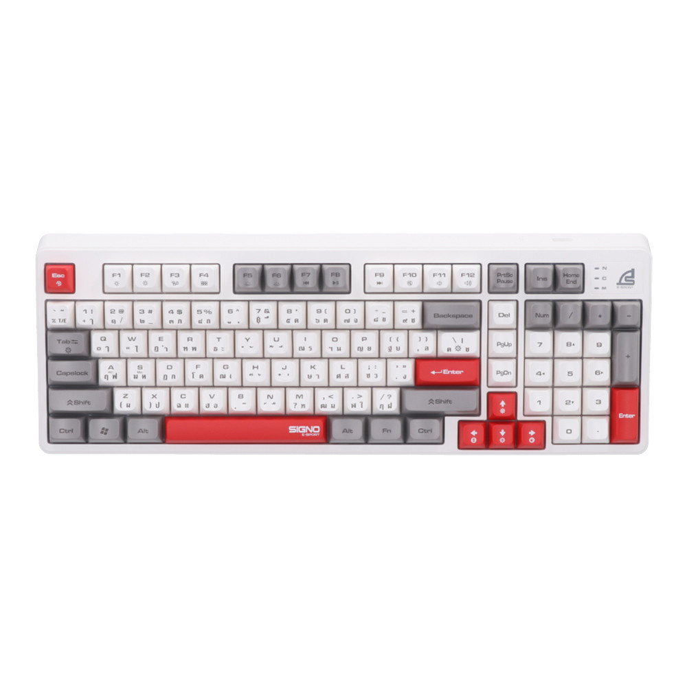KEYBOARD (คีย์บอร์ด) SIGNO KB-725W EXODIA RUBBER DOME SWITCH RGB EN/TH - WHITE
