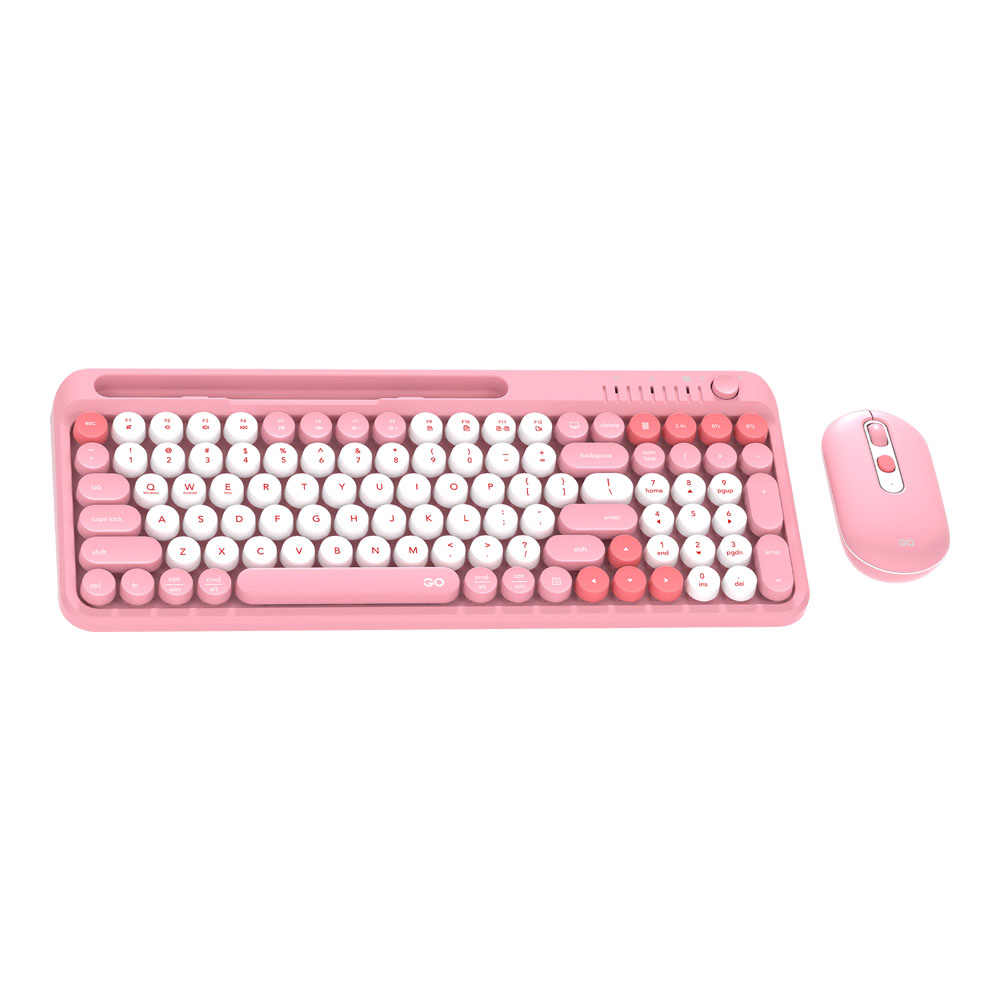 KEYBOARD & MOUSE (คีย์บอร์ดและเมาส์ไร้สาย) FANTECH GO MOCHI101 WK899 - PINK