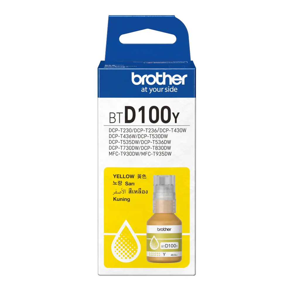 INK (หมึกสำหรับเครื่องพิมพ์) BROTHER BTD100Y 48.8 ML 5,000 PAGE - YELLOW