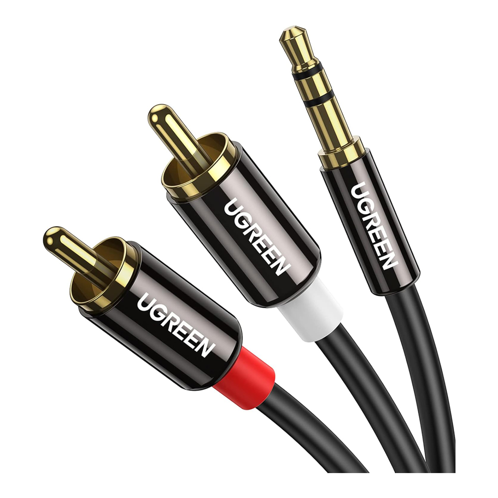 3.5 MM AUDIO CABLE (สายสัญญาณ 3.5มม) UGREEN 3.5MM MALE TO 2RCA MALE 2M (10584)