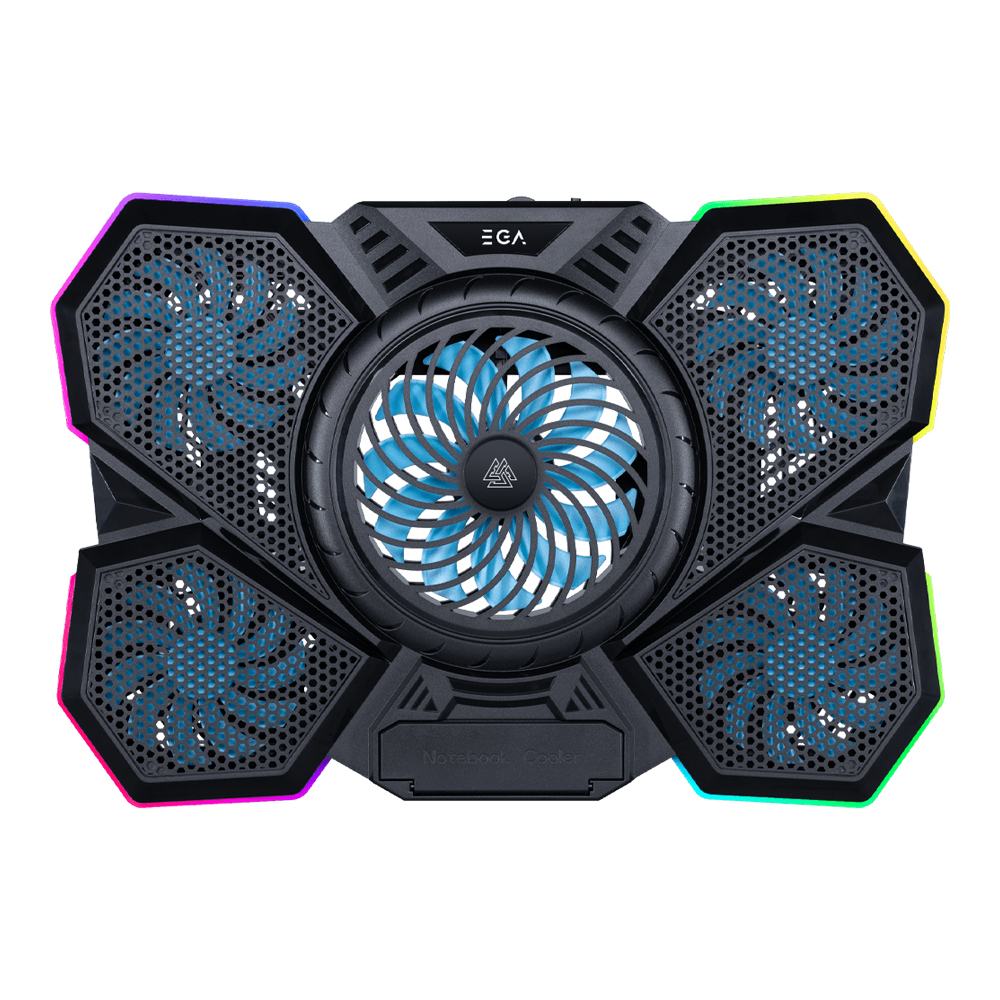 COOLING PAD (อุปกรณ์ระบายความร้อนโน้ตบุ๊ค) EGA TYPE CP4 5 FAN RGB (BLACK)