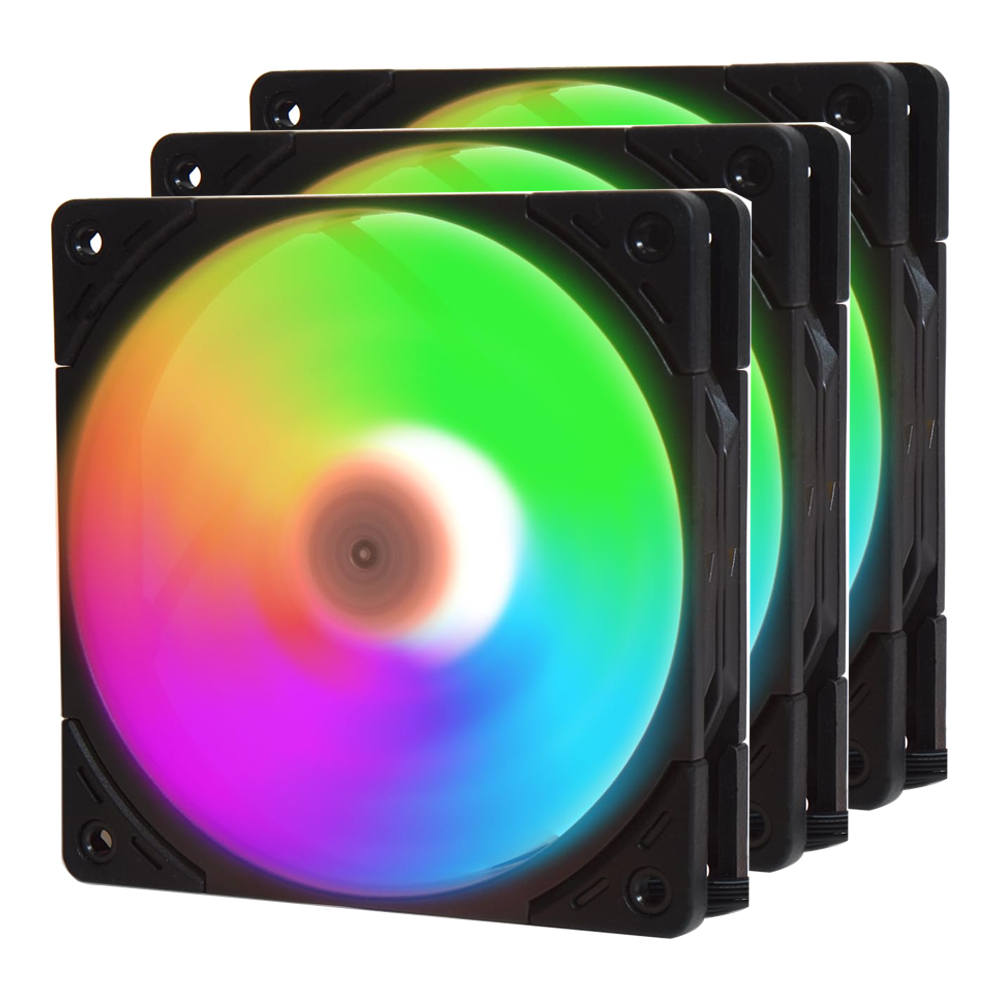 CASE FAN (พัดลมเคส) SCYTHE WONDER TORNADO 120 ARGB PWM (BLACK ) (3PACK) (WT1225FD25ARX3-P)