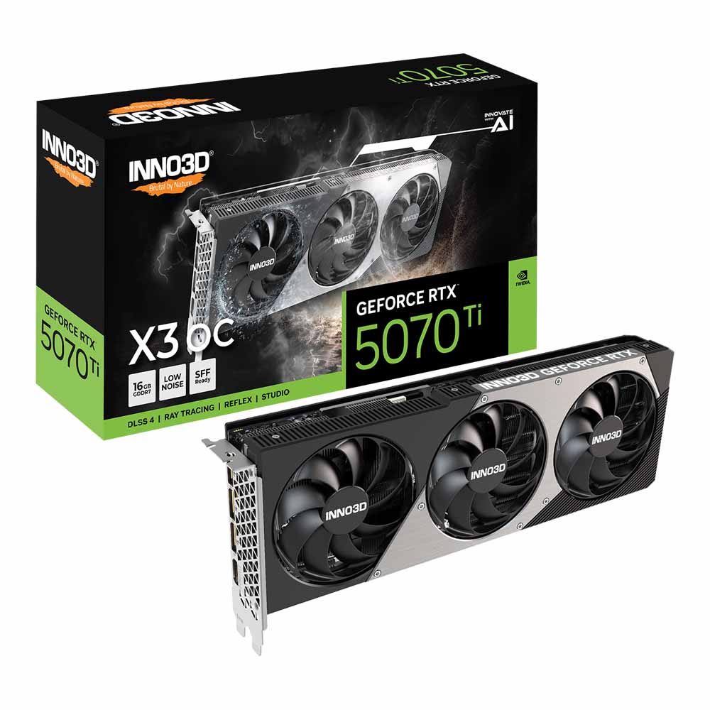 VGA (การ์ดแสดงผล) INNO3D GEFORCE RTX 5070 TI X3 OC - 16GB GDDR7 (N507T3-16D7X-176068N)